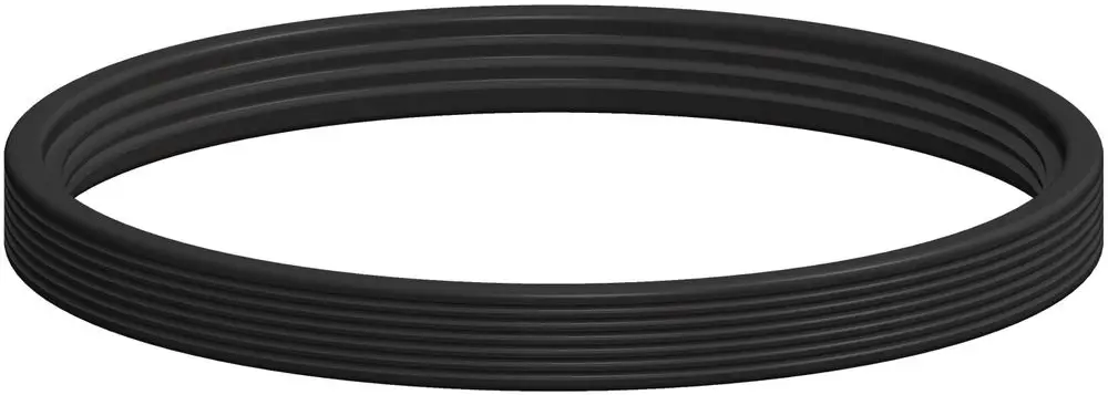 Schwarze 3-fach Lippendichtung mit mehreren Rillen. Produkt von ATEC, geeignet für Rohrverbindungen in verschiedenen Anwendungen.