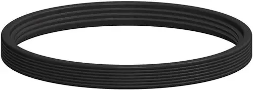 Schwarze 3-fach Lippendichtung mit mehreren Rillen. Produkt von ATEC, geeignet für Rohrverbindungen in verschiedenen Anwendungen.