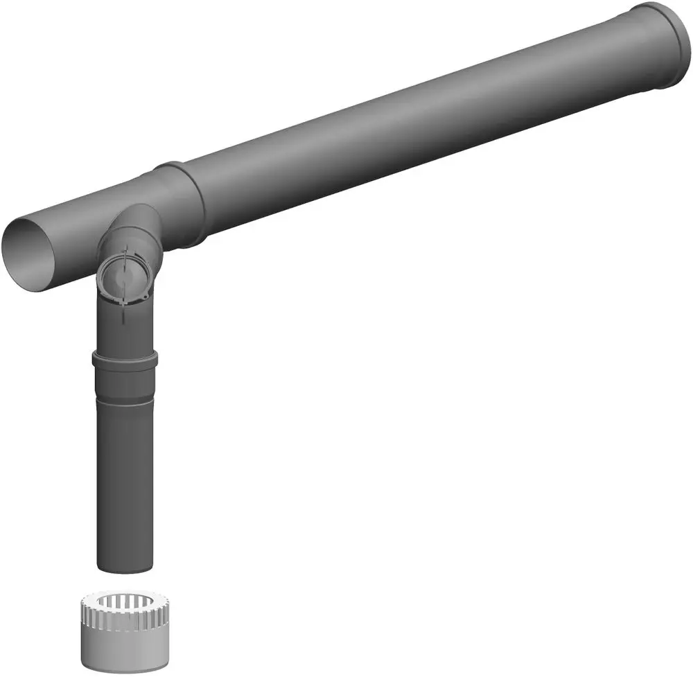 Erweiterungsset von ATEC mit geraden Rohren und einer Bogenverbindung, geeignet für Installationen in Abwassersystemen.