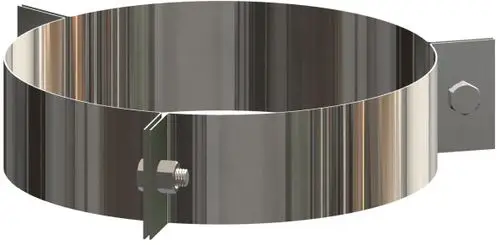 Edelstahl-Abspannschelle mit Spannbändern und Befestigungselementen, hergestellt von ATEC, für verschiedene Anwendungen in der Montage und Befestigung.