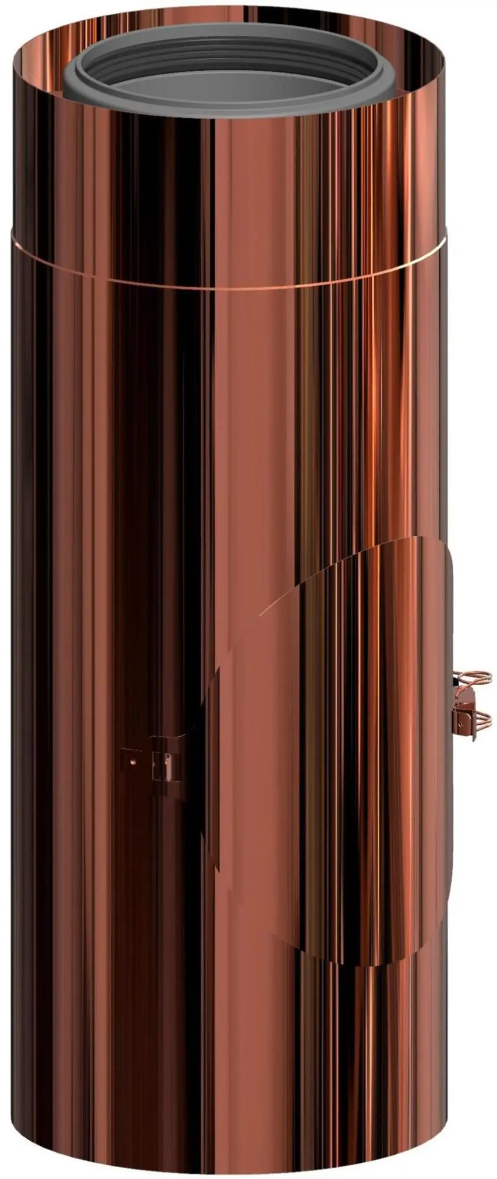Edelstahl-Rohr mit kupferfarbener Oberfläche, präsentiert von ATEC. Das Produkt hat eine zylindrische Form und eine Verschlussmechanik an der Seite.