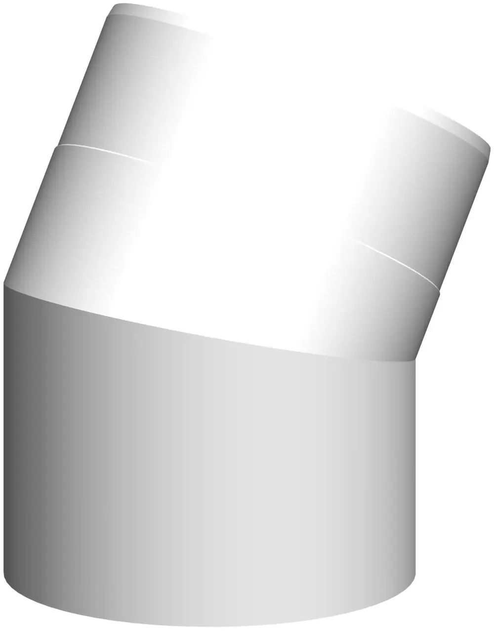 Edelstahlbogen in Weiß mit 30° Neigung, geeignet für DN110/160 Rohrsysteme, dargestellt im Produktdesign von ATEC.