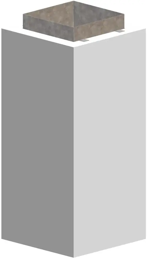 Graues Schachtelement mit quadratischer Grundform und einem oberen Abschluss in neutralem Design, hergestellt von ATEC.