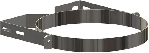 Edelstahl-Abstandshalter für Wandmontage, mit zwei Befestigungselementen, hergestellt von ATEC, geeignet für Rohrleitungen oder ähnliche Anwendungen.