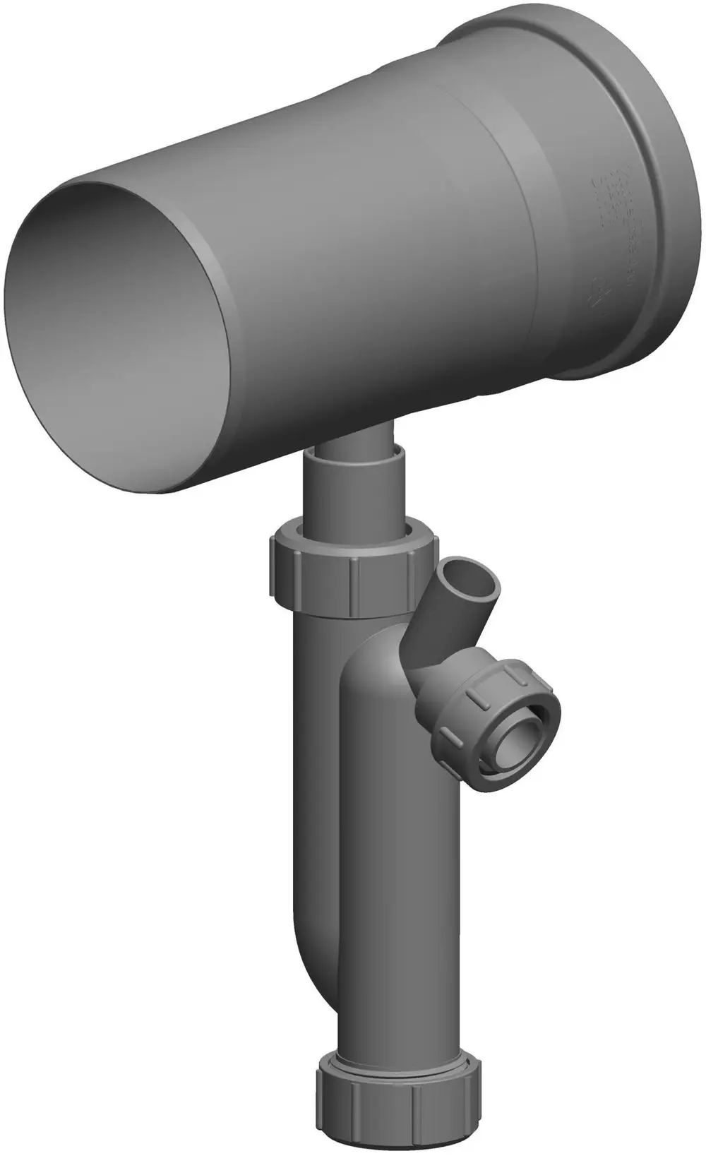 Kondensatablauf von ATEC mit Siphon, geeignet für Überdruck bis 1000 Pa. Ein Gerät zur Ableitung von Kondensat in ähnlicher Bauweise.