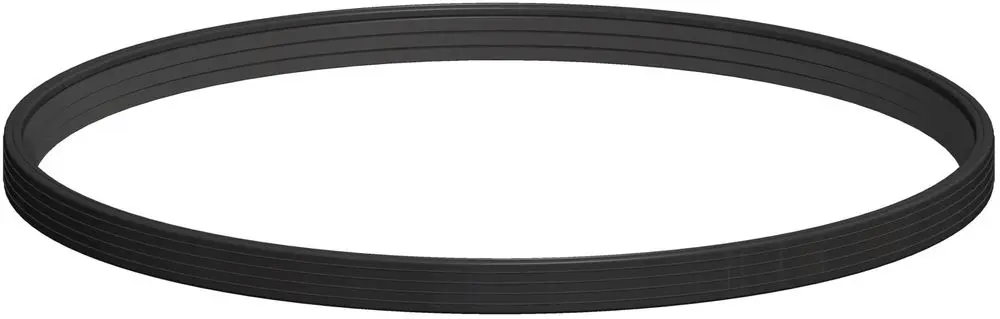 Schwarzer Dichtungsring mit mehreren Lippenelementen. Hergestellt von ATEC, geeignet für verschiedene Anwendungen im Maschinenbau und in der Industrie.