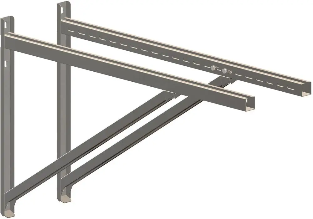 Edelstahlträger von ATEC, bestehend aus einem stabilen Design mit Halterungen für die Wandmontage. Geeignet für verschiedene Anwendungen und als Unterstützung für Konstruktionen.
