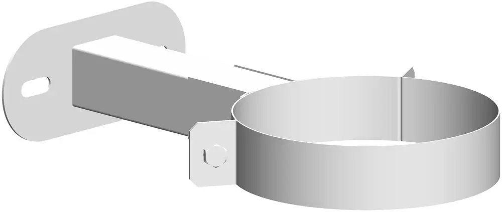 Wandabstandhalter aus Edelstahl, montiert an einer Wand. Die Halterung hat eine runde, kürzbare Schale und wird von der Marke ATEC hergestellt.