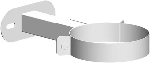 Wandabstandhalter aus Edelstahl, montiert an einer Wand. Die Halterung hat eine runde, kürzbare Schale und wird von der Marke ATEC hergestellt.