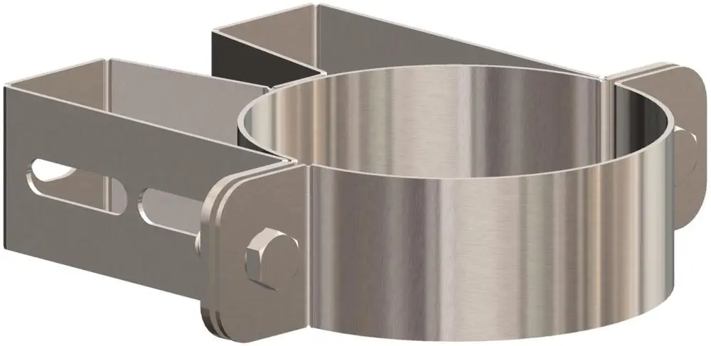 AT Wandabstandhalter aus gebürstetem Edelstahl, mit halbrunder Form und seitlichen Halterungen, gefertigt von ATEC.
