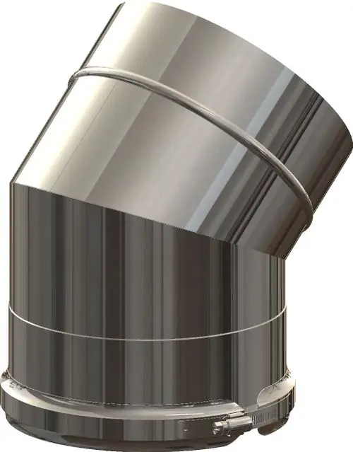 Edelstahlbogen mit 45°-Winkel, geeignet für Rohrverbindungen. Original ATEC-Produkt für hochwertige Installationen in verschiedenen Anwendungen.