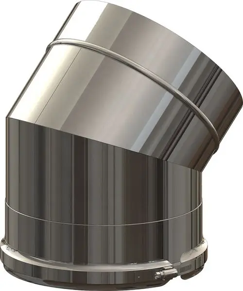 Edelstahl-Rohrbogen in schräger Form mit glatter Oberfläche, montiert auf einer Basis, Produkt von ATEC.