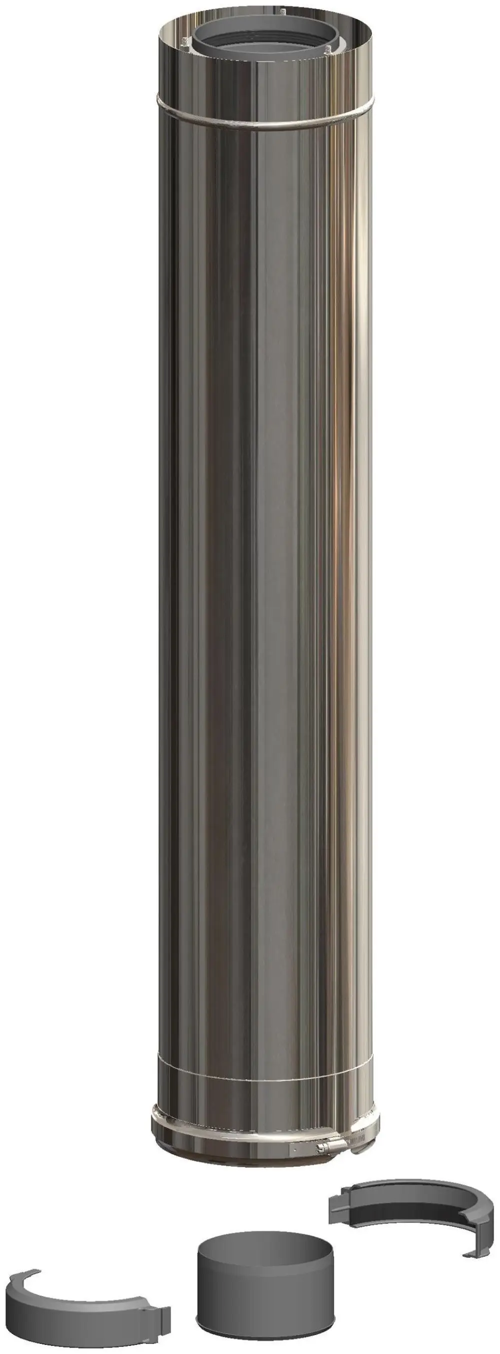 Edelstahlzylinder mit Anschlussstücken, hergestellt von ATEC. Das Produkt ist für industrielle Anwendungen konzipiert und zeigt ein einfaches, funktionales Design.