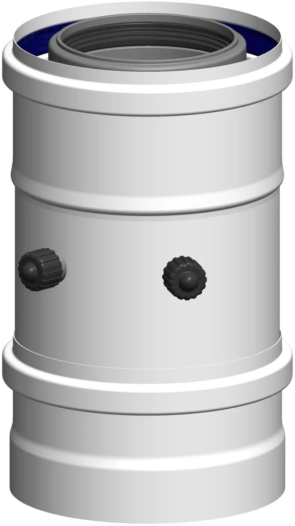 Kesselanschluss mit Messöffnung von ATEC, in gerader Form, mit zwei Einstellknöpfen und einem klaren, funktionellen Design.