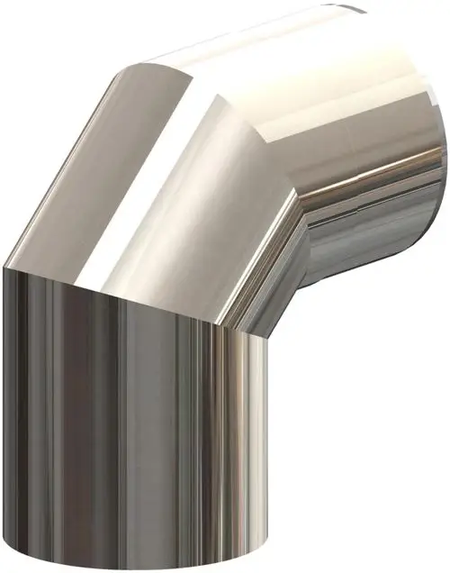 Edelstahlbogen mit 87-Grad-Winkel, geeignet für Rohrverbindungen. ATEC-Produkt, glänzende Oberfläche, für den Einsatz in Sanitär- und Heizungsinstallationen konzipiert.
