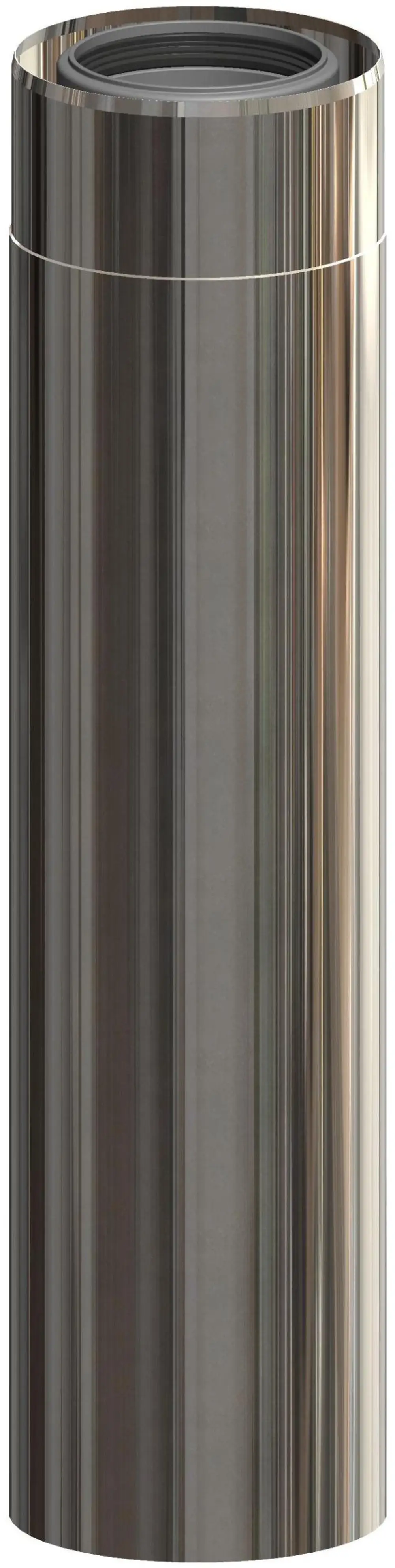 Edelstahl-Rohrelement von ATEC, zylindrische Form mit glatter Oberfläche, geeignet für verschiedene Installationen in der Haustechnik.