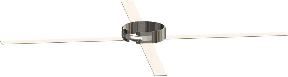 ATEC Abstandshalter mit vier Befestigungsarmen, Metallring in der Mitte, für den Einsatz in Schächten. Ausführung für quadratische Querschnitte bis 600 x 600 mm.