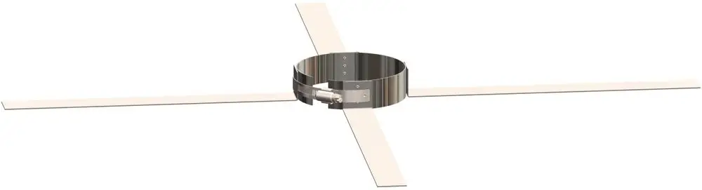 Ausgleichsrahmen aus Metall mit vier horizontalen und einem zentralen Ring zur Stabilisierung, geeignet für den Einsatz in Schachtquerschnitten. ATEC-Produkt.