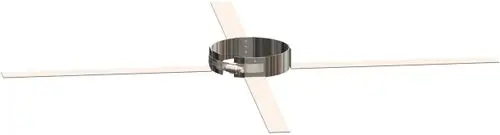 Ausgleichsrahmen aus Metall mit vier horizontalen und einem zentralen Ring zur Stabilisierung, geeignet für den Einsatz in Schachtquerschnitten. ATEC-Produkt.