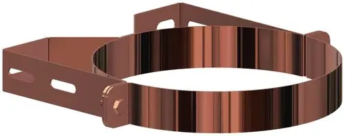 Edelstahl-Rohrhalter von ATEC mit kupferfarbener Oberfläche, bestehend aus einer runden Halterung und zwei Montageteilen zur Wandbefestigung.