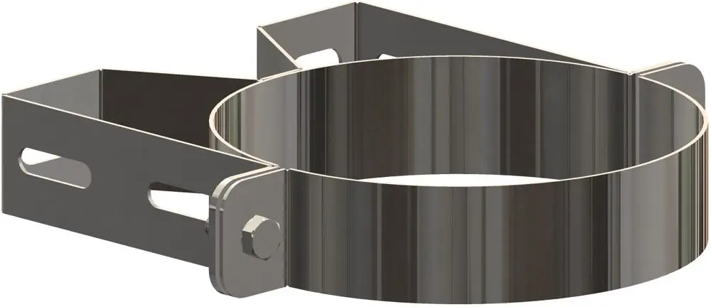 Wandabstandhalter aus Edelstahl mit runder Halterung und seitlichem Befestigungselement. Produkt von ATEC zur stabilen Montage in Anwendungen mit DN-Rohren.