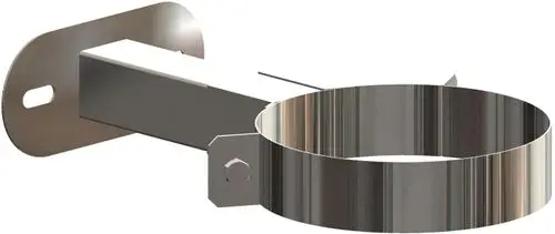 Wandabstandhalter aus Edelstahl von ATEC, bestehend aus einer Halterung und einem ringförmigen Element, zur möglichen Befestigung an Wänden.