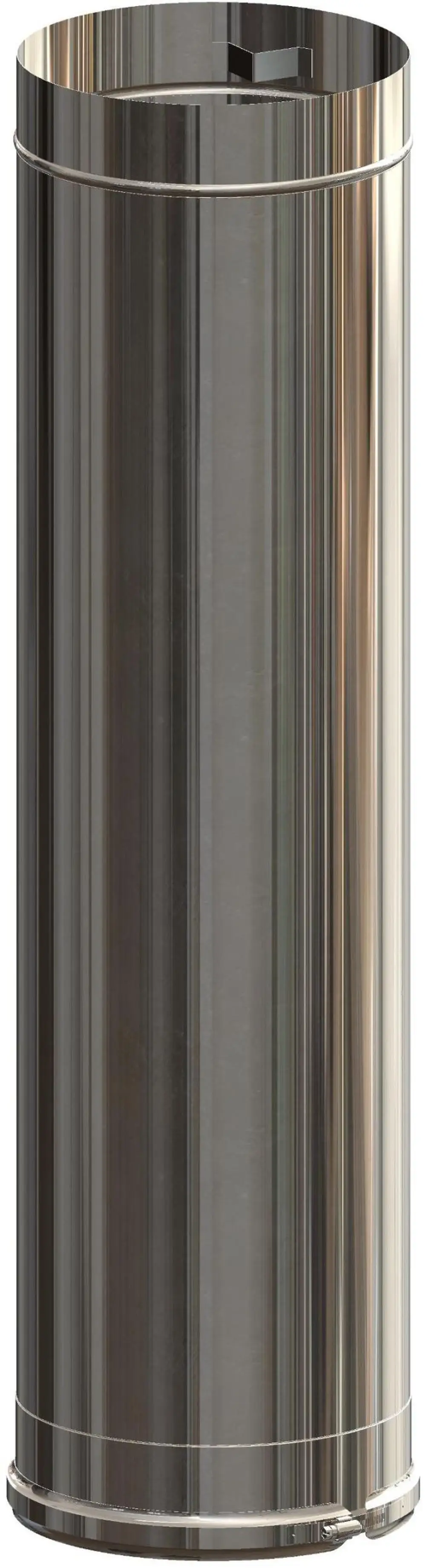 Edelstahlrohr mit gerader Form, geeignet zur Verlängerung von Mündungen. Produkt von ATEC, erkennbar an der glatten Oberfläche und der soliden Bauweise.