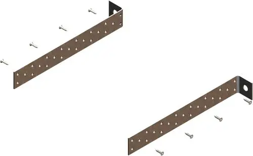 Montageprofil von ATEC mit mehreren Löchern zur Wandbefestigung, daneben passende Schrauben zur sicheren Befestigung in verschiedenen Anwendungen.