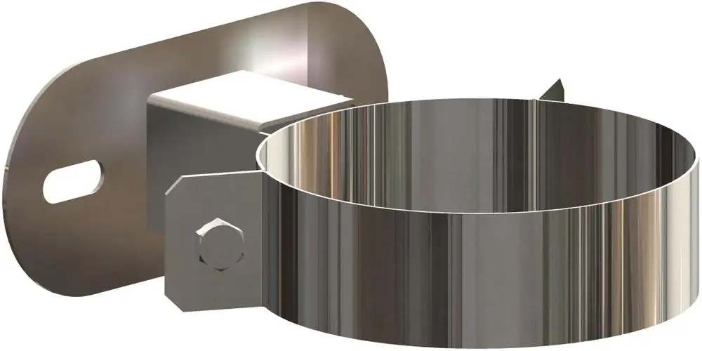Wandabstandhalter aus Edelstahl mit rechteckigem Halter und einem runden, verstellbaren Ring. Produkt von ATEC.