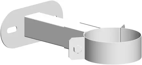 Wandabstandhalter aus Edelstahl mit einer runden Halterung, montiert auf einer rechteckigen Wandplatte. Herstellermarke ATEC ist erkennbar.