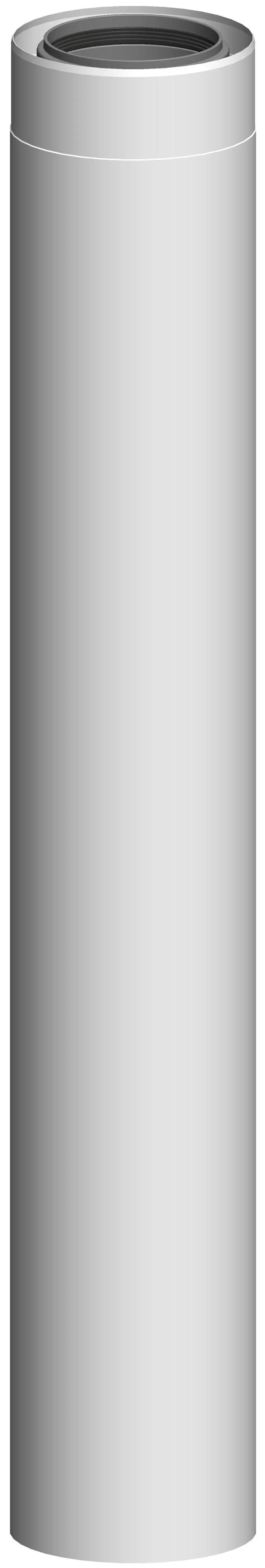 Edelstahlrohr, zylindrisch und weiß, mit glatter Oberfläche. ATEC Produkt, geeignet für verschiedene Anwendungen im Bauwesen.