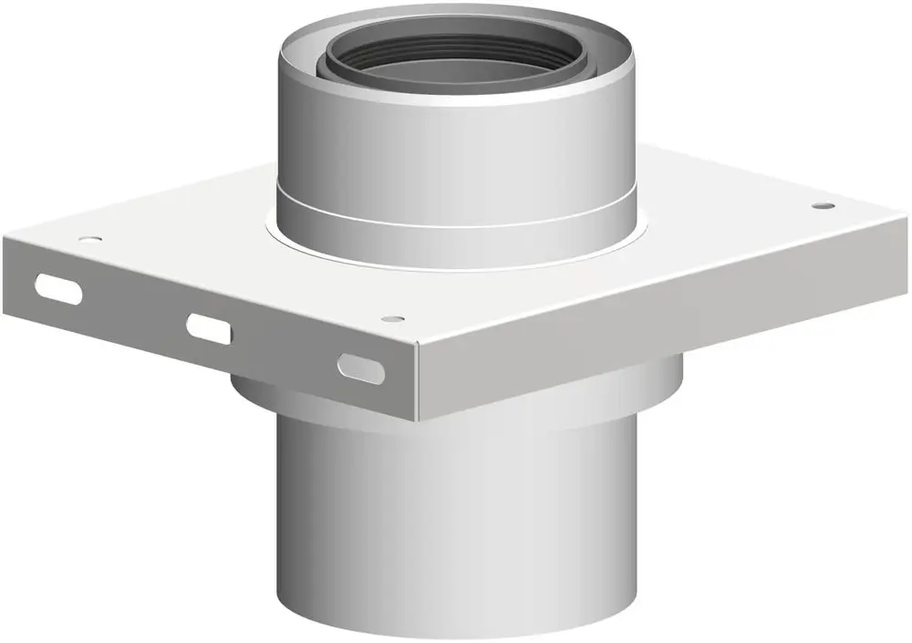 Weiße Zwischenkonsole mit Zuluftöffnung, geeignet für DN110, aus Edelstahl, dargestellt ohne weitere Maße, produziert von ATEC.