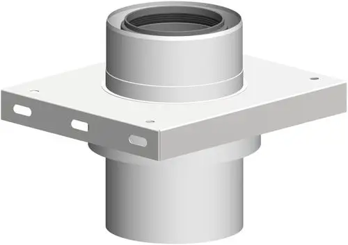 Weiße Zwischenkonsole mit Zuluftöffnung, geeignet für DN110, aus Edelstahl, dargestellt ohne weitere Maße, produziert von ATEC.