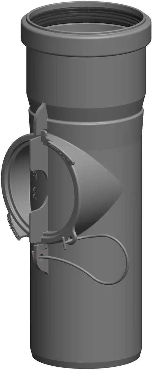 Schwarzes Kontrollrohr mit Befestigungsschelle, abgebildet in einer technischen Darstellung. Hersteller: ATEC.