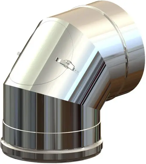 Edelstahl-Kontrollbogen mit einem 87°-Winkel, geeignet für Rohrleitungsinstallationen. Das Produkt ist von ATEC und zeigt eine glatte Oberfläche.