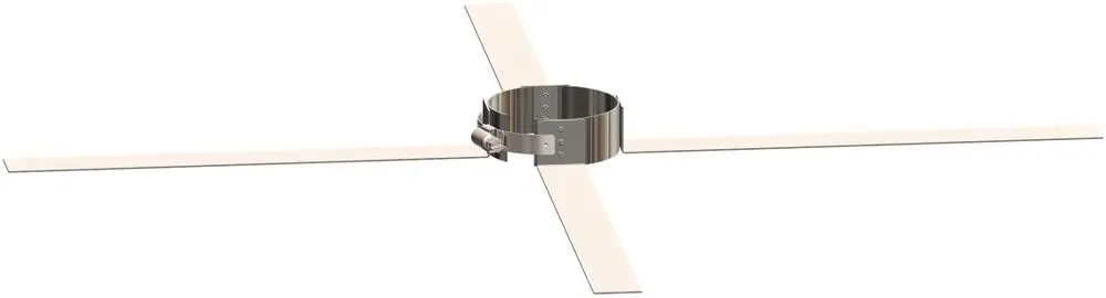 ATEC Abstandshalter mit vier weißen Flügeln und einem metallischen Mittelstück, zur Verwendung in Schachtquerschnitten, sichtbar in einfacher Form.