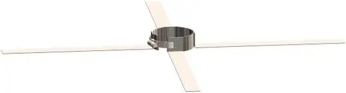 ATEC Abstandshalter mit vier weißen Flügeln und einem metallischen Mittelstück, zur Verwendung in Schachtquerschnitten, sichtbar in einfacher Form.