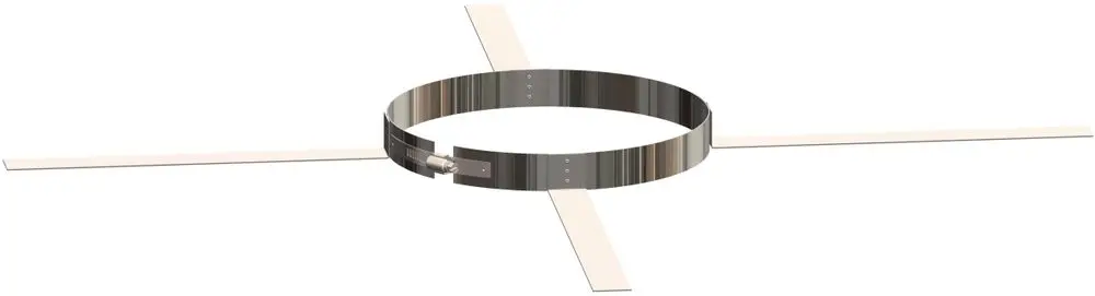 Einfache Metallkonstruktion mit einem runden Element und vier verlängerten Armen, hergestellt von ATEC, für die Installation in definierten Schachtquerschnitten.