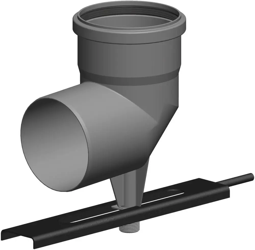 Schachteinführung aus Kunststoff mit seitlichem Anschluss und Auflager. Produkt von ATEC, geeignet für die Anbindung an Abwassersysteme.