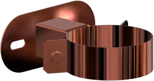 Wandabstandhalter aus Edelstahl mit kupferner Oberfläche, befestigt mit einer Halterung, geeignet zur Montage in geeigneten Anwendungen. Hersteller ATEC.