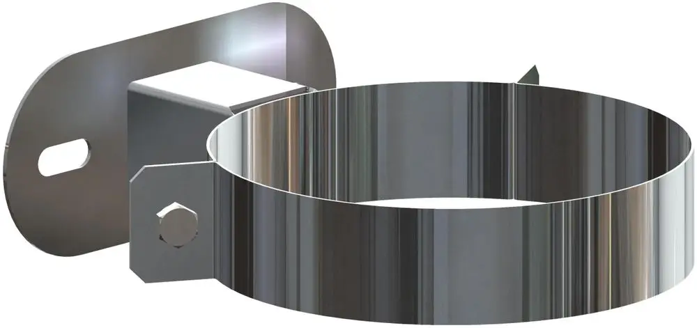 Wandabstandshalter aus Edelstahl mit Halterung, hergestellt von ATEC. Das Produkt zeigt eine runde, schmale Form zur Befestigung an Wänden.