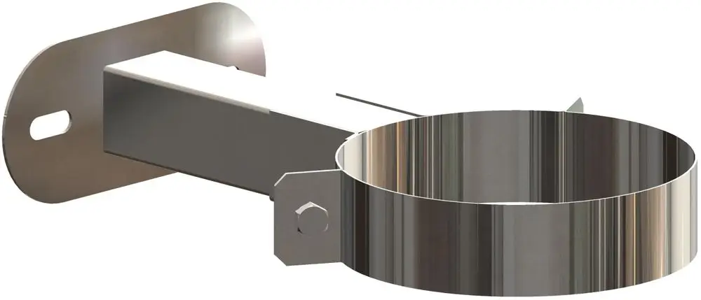 Edelstahl Wandabstandhalter von ATEC mit kreisförmigem Halterungsring und Montageplatte, geeignet für die Befestigung an Wänden, anpassbar in der Länge.