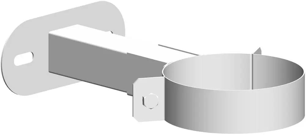 Wandabstandshalter aus Edelstahl mit Halterung zur Montage an der Wand. Das Produkt von ATEC ist in Weiß beschichtet und besitzt eine runde Aufnahme.