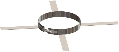 Abstandshalter mit rundem Ring und seitlichen Flächen, hergestellt von ATEC, geeignet zur Stabilisierung von Schachtelementen.