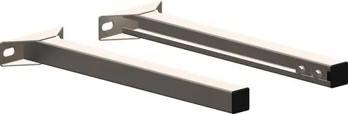 Zwei Metallhalterungen von ATEC mit flacher Form und abgerundeten Enden, geeignet zur Wandmontage für verschiedene Anwendungen.