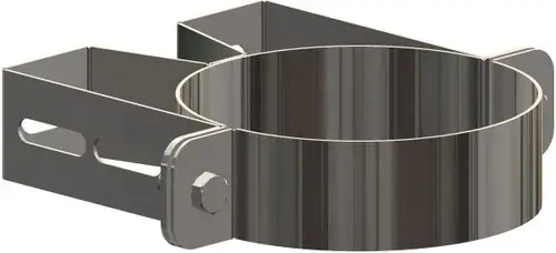 Edelstahl-V4A Wandabstandhalter mit einem runden, metallischen Halter und zwei langen Haltearmen, hergestellt von ATEC.