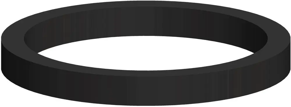 Schwarze Dichtung mit runder Form, geeignet für Siphons. Hergestellt von ATEC, klare Außenkante und flache Struktur.