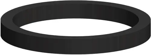 Schwarze Dichtung mit runder Form, geeignet für Siphons. Hergestellt von ATEC, klare Außenkante und flache Struktur.