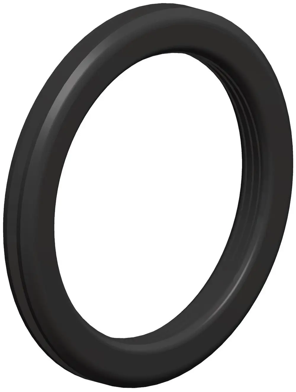 Schwarze Dichtung von ATEC, ringförmig, mit glatter Oberfläche und Innenprofil, geeignet für Rohrverbindungen oder als Puffer.