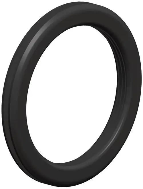 Schwarze Dichtung von ATEC, ringförmig, mit glatter Oberfläche und Innenprofil, geeignet für Rohrverbindungen oder als Puffer.